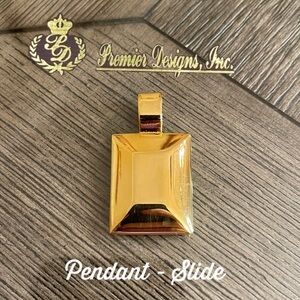 Vintage Premier Designs “Agenda” Gold-tone Rectangle Slide-Pendant